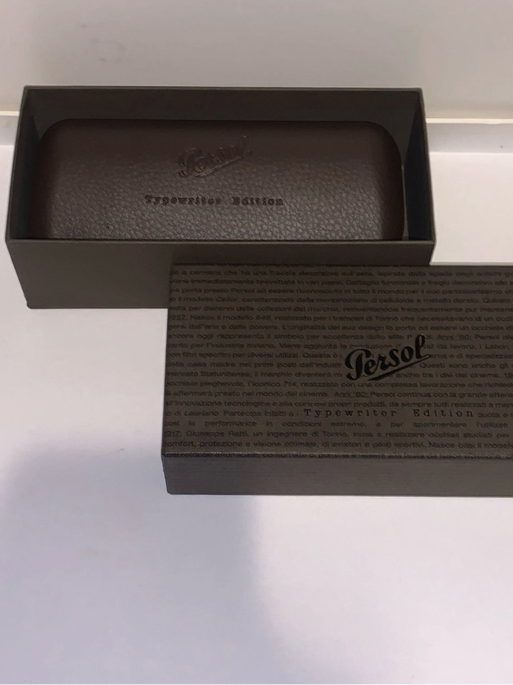 Persol Sunglasses and Dark Brown Leather Glasses Case with Branded Box